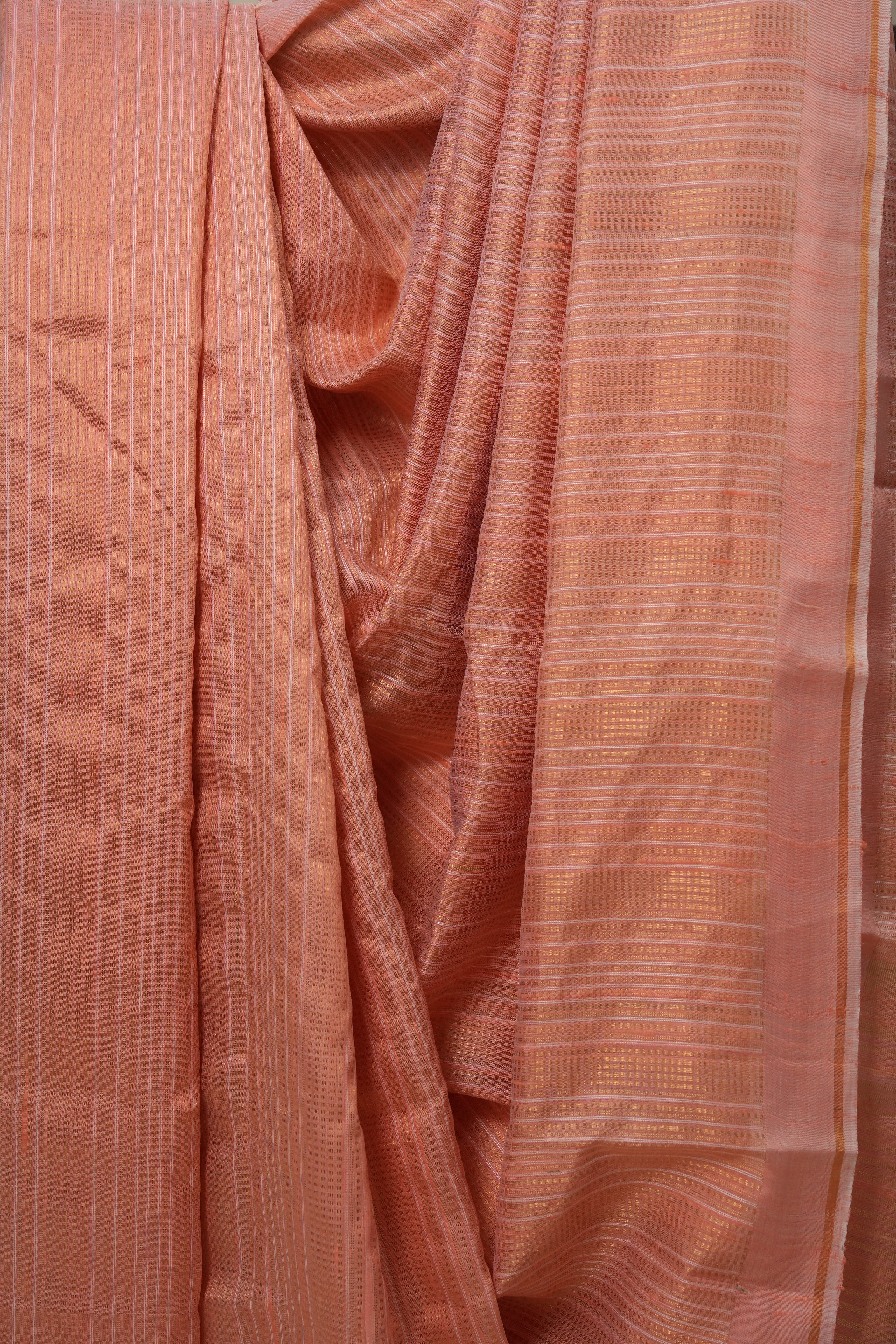Dark Peach Raw Silk Saree - SRDPRSS777