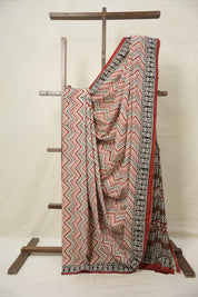 Cream-Maroon HBP Cotton Saree - SRCMCS3030