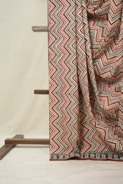 Cream-Maroon HBP Cotton Saree - SRCMCS3030