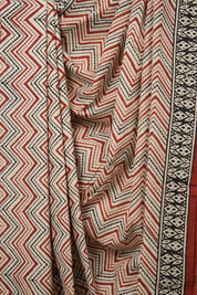 Cream-Maroon HBP Cotton Saree - SRCMCS3030