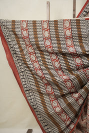 Cream-Maroon HBP Cotton Saree - SRCMCS3030