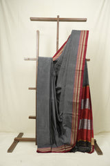 Silver Grey Cotton Ilkal Saree - SRSGCIS1042
