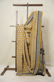 Mustard Yellow HBP Cotton Saree - SRMYCS3029