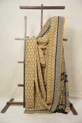 Mustard Yellow HBP Cotton Saree - SRMYCS3029