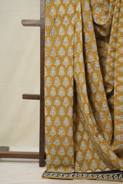 Mustard Yellow HBP Cotton Saree - SRMYCS3029