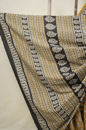 Mustard Yellow HBP Cotton Saree - SRMYCS3029