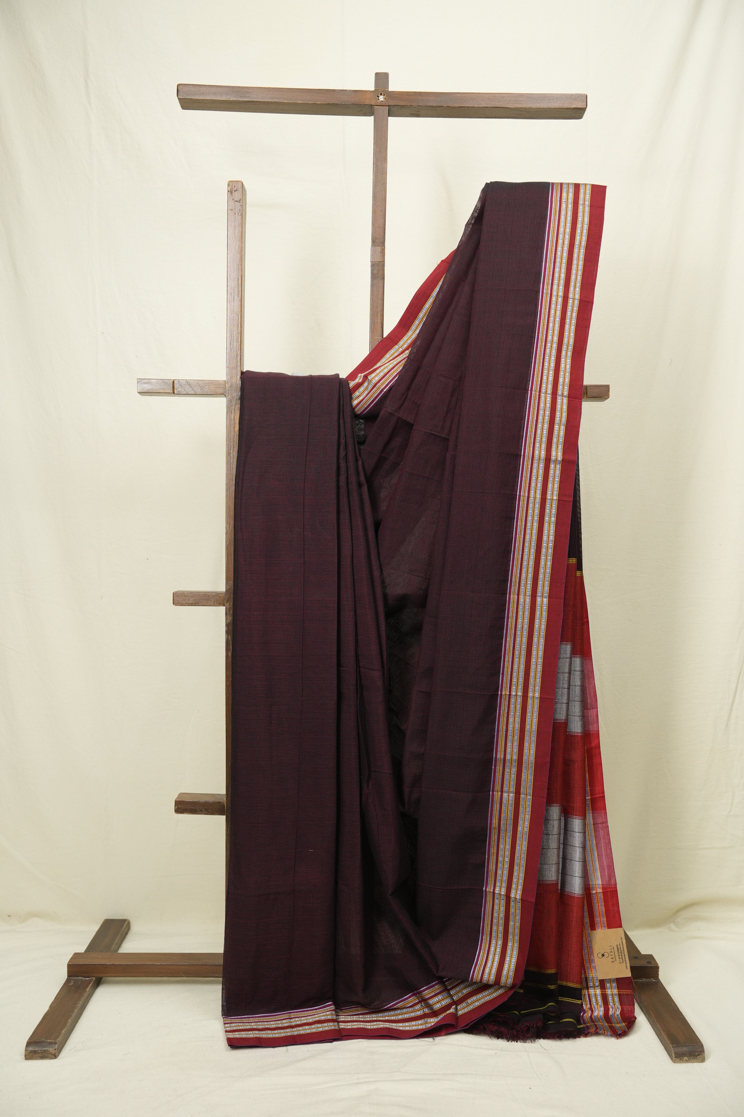 Wine Cotton Ilkal Saree - SRWCIS1041