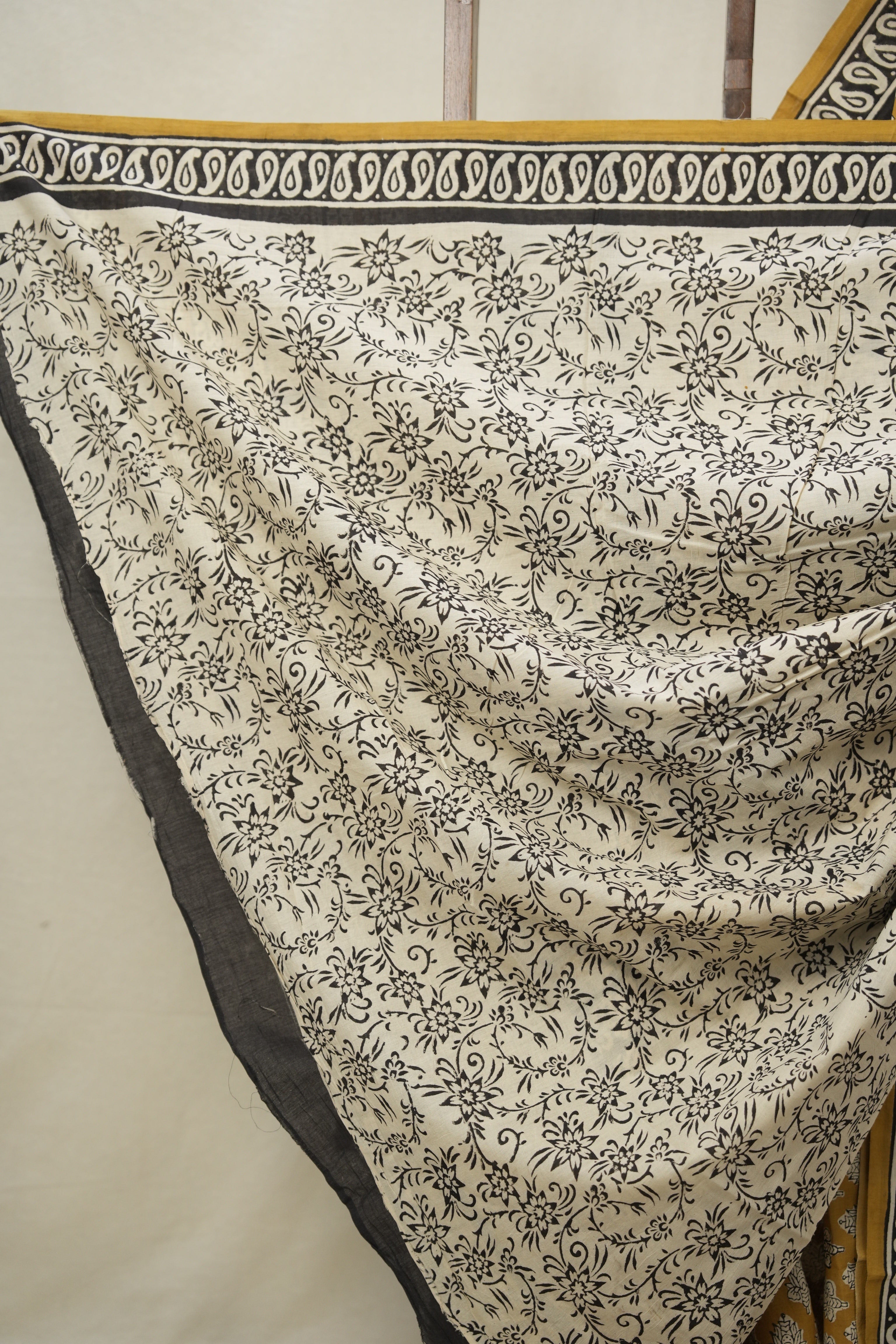 Mustard Yellow HBP Cotton Saree - SRMYCS3029