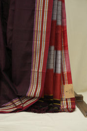 Wine Cotton Ilkal Saree - SRWCIS1041