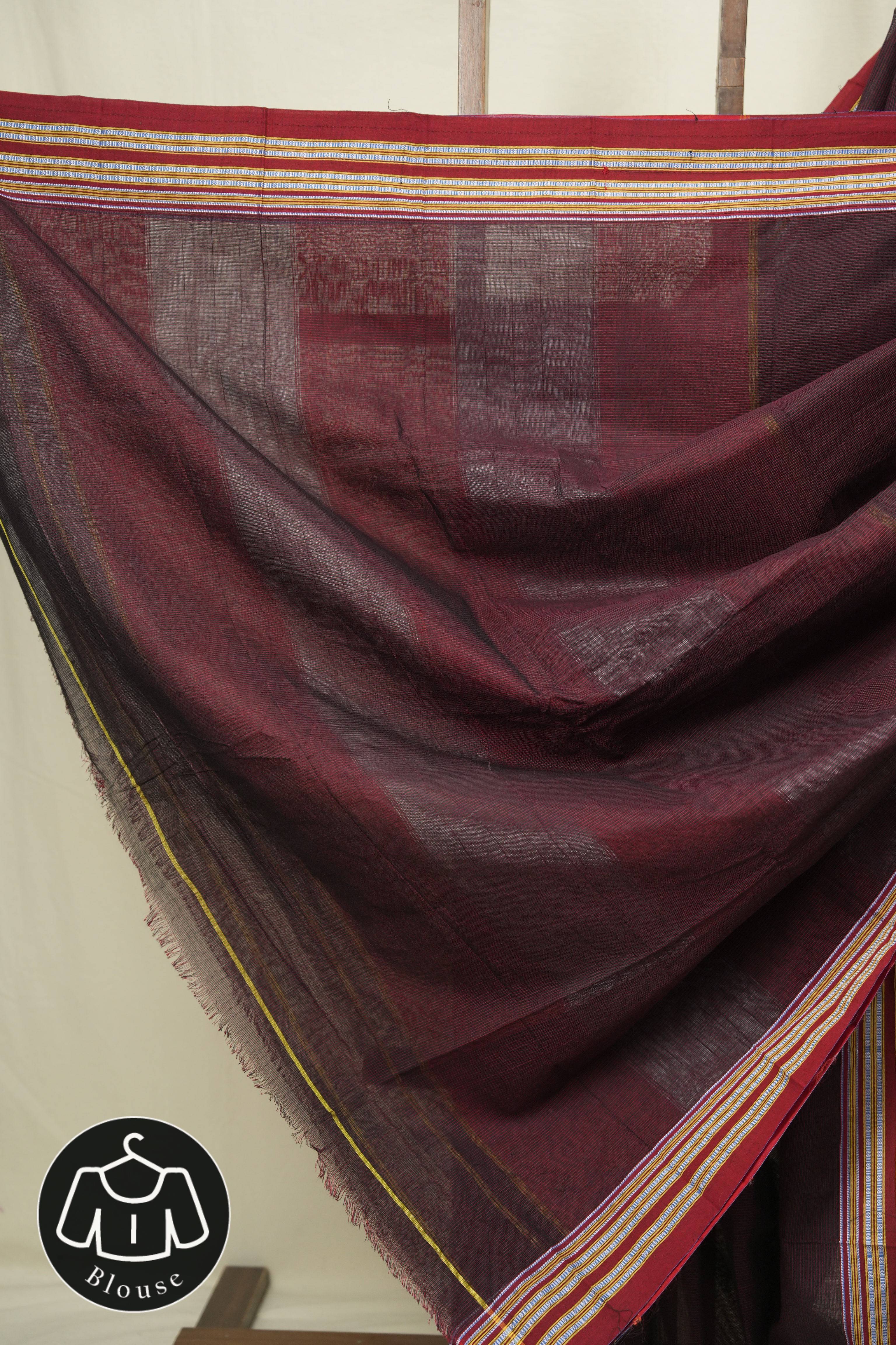 Wine Cotton Ilkal Saree - SRWCIS1041