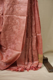 Peach Machine Embroidered Tussar Silk Saree - SRPMETSS1599