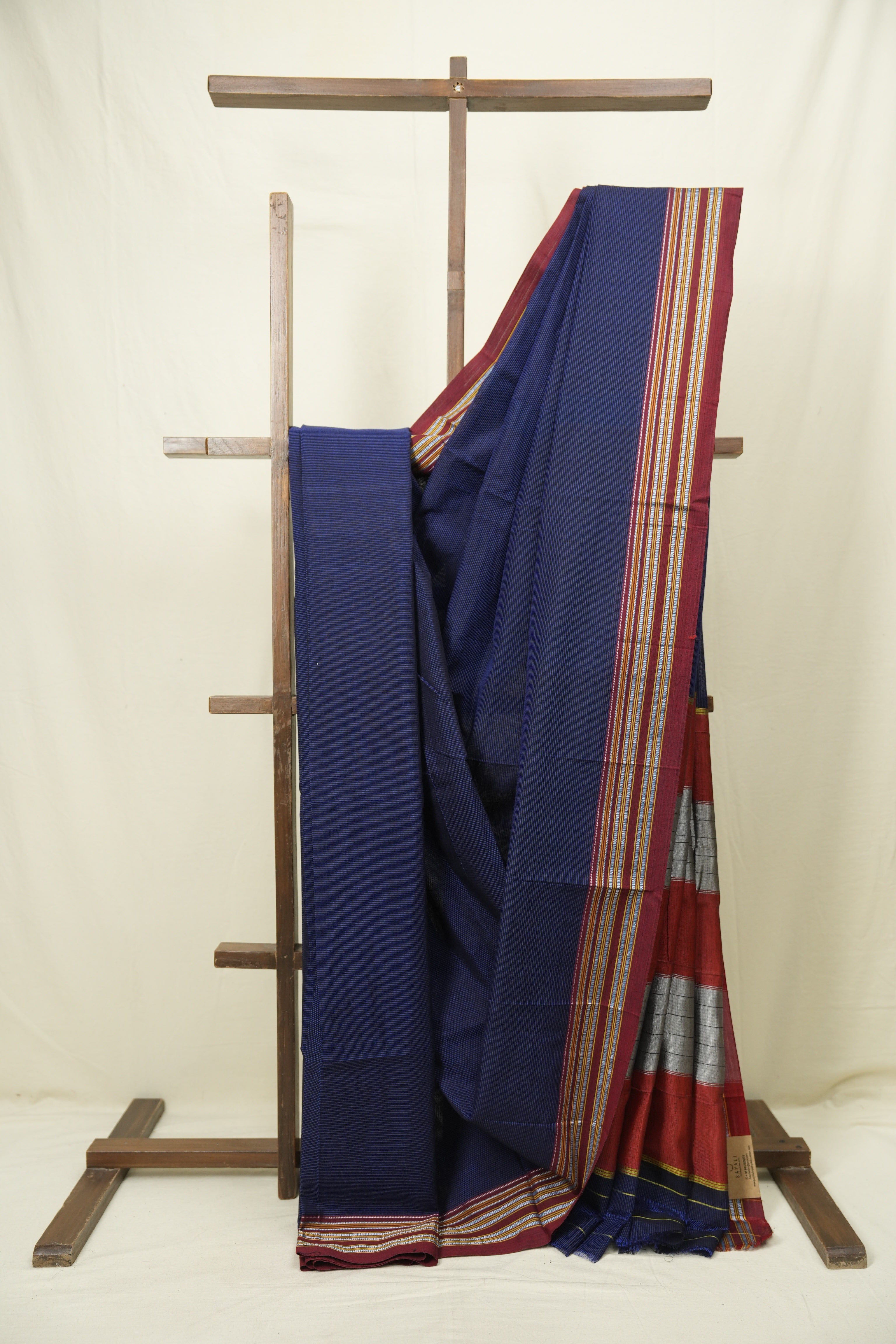 Navy Blue Cotton Ilkal Saree - SRNBCIS1025