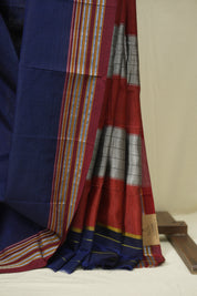Navy Blue Cotton Ilkal Saree - SRNBCIS1025