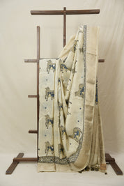 Cream HBP Modal Silk Saree - SRCMSS614