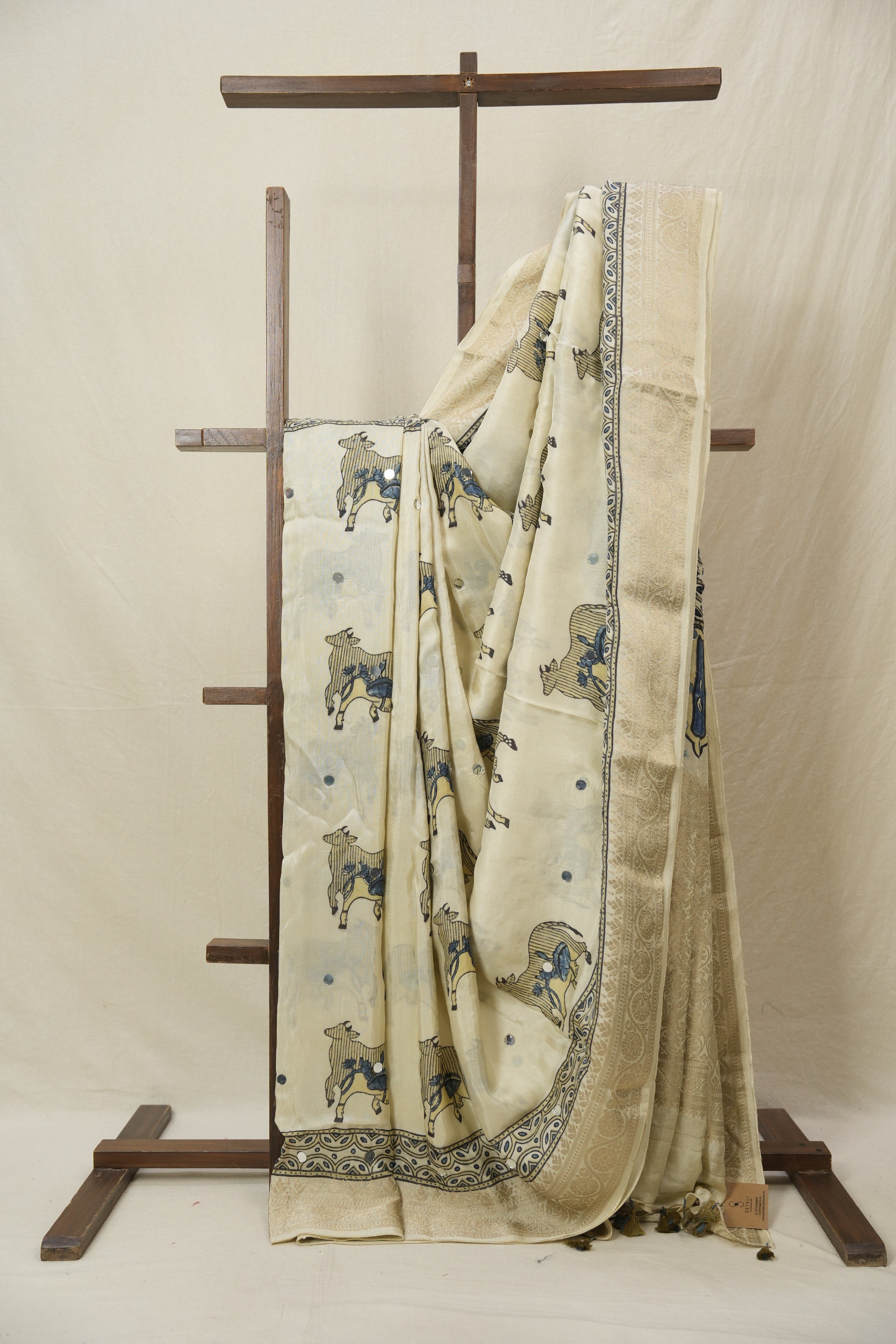 Cream HBP Modal Silk Saree - SRCMSS614