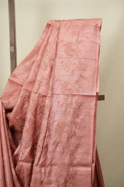 Peach Machine Embroidered Tussar Silk Saree - SRPMETSS1599