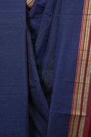 Navy Blue Cotton Ilkal Saree - SRNBCIS1025