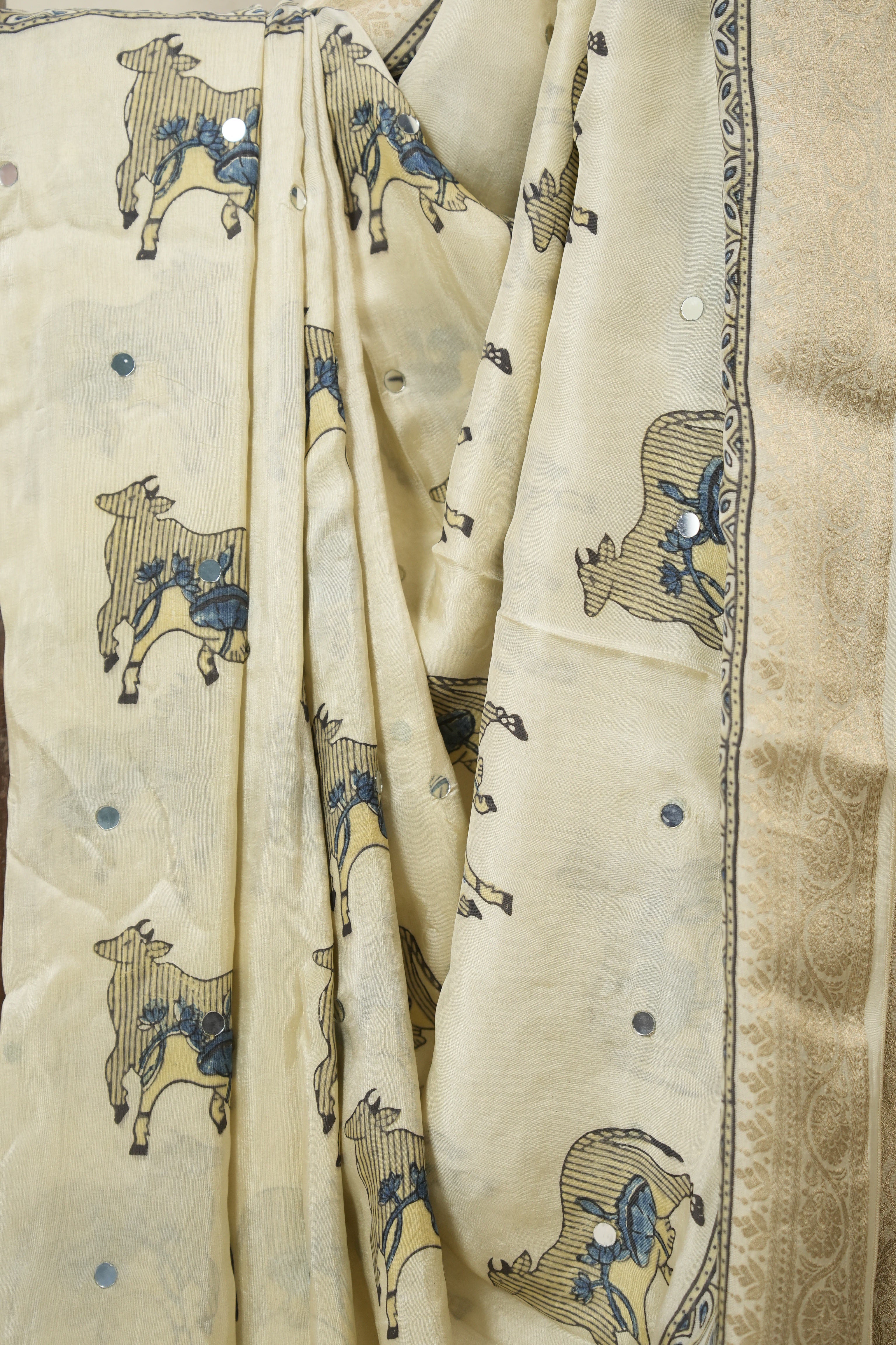 Cream HBP Modal Silk Saree - SRCMSS614