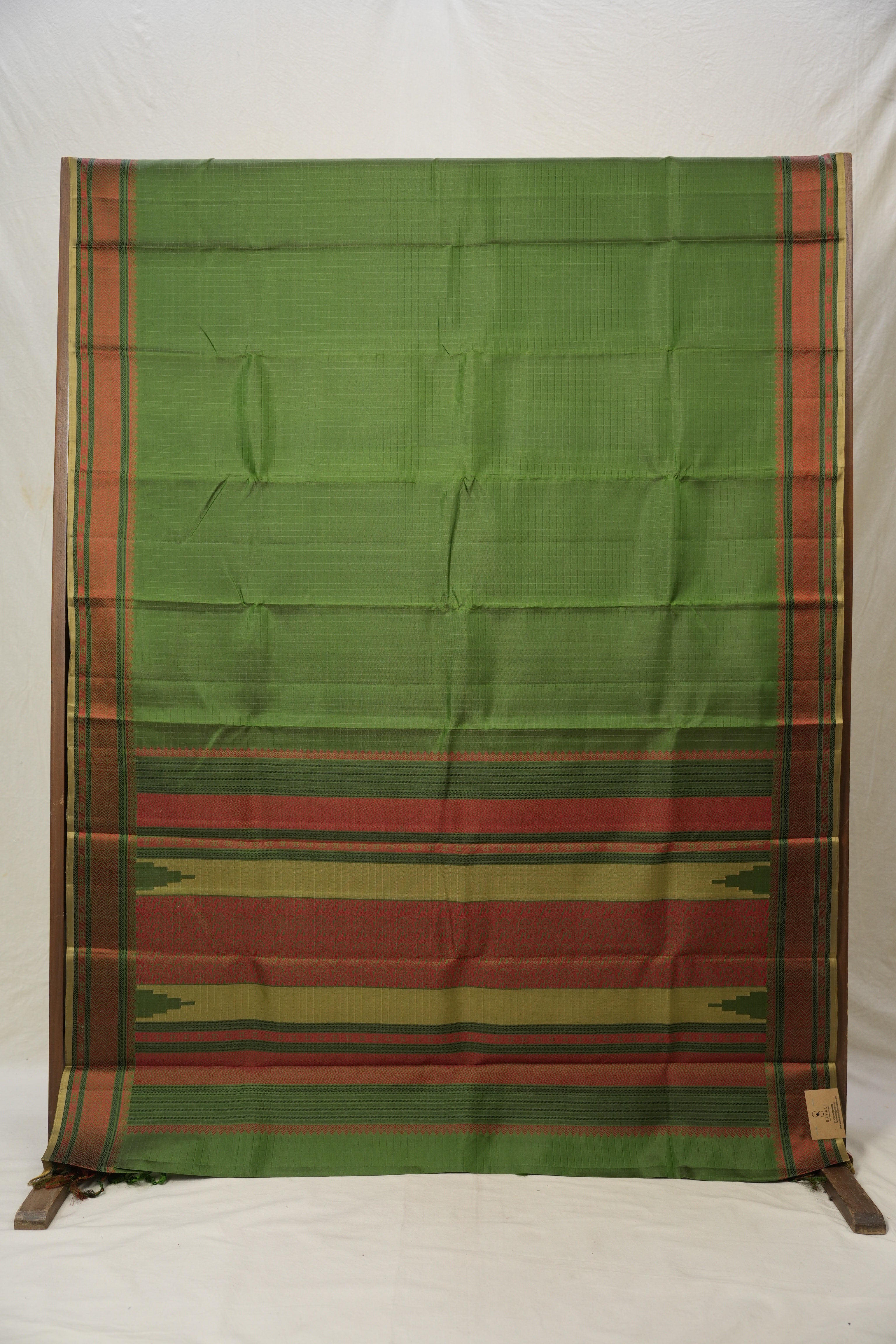 Green Checks Kanjivaram Silk Saree -SRGCKSS988