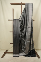Black Cotton Silk Paithani Saree - SRBCSPS07