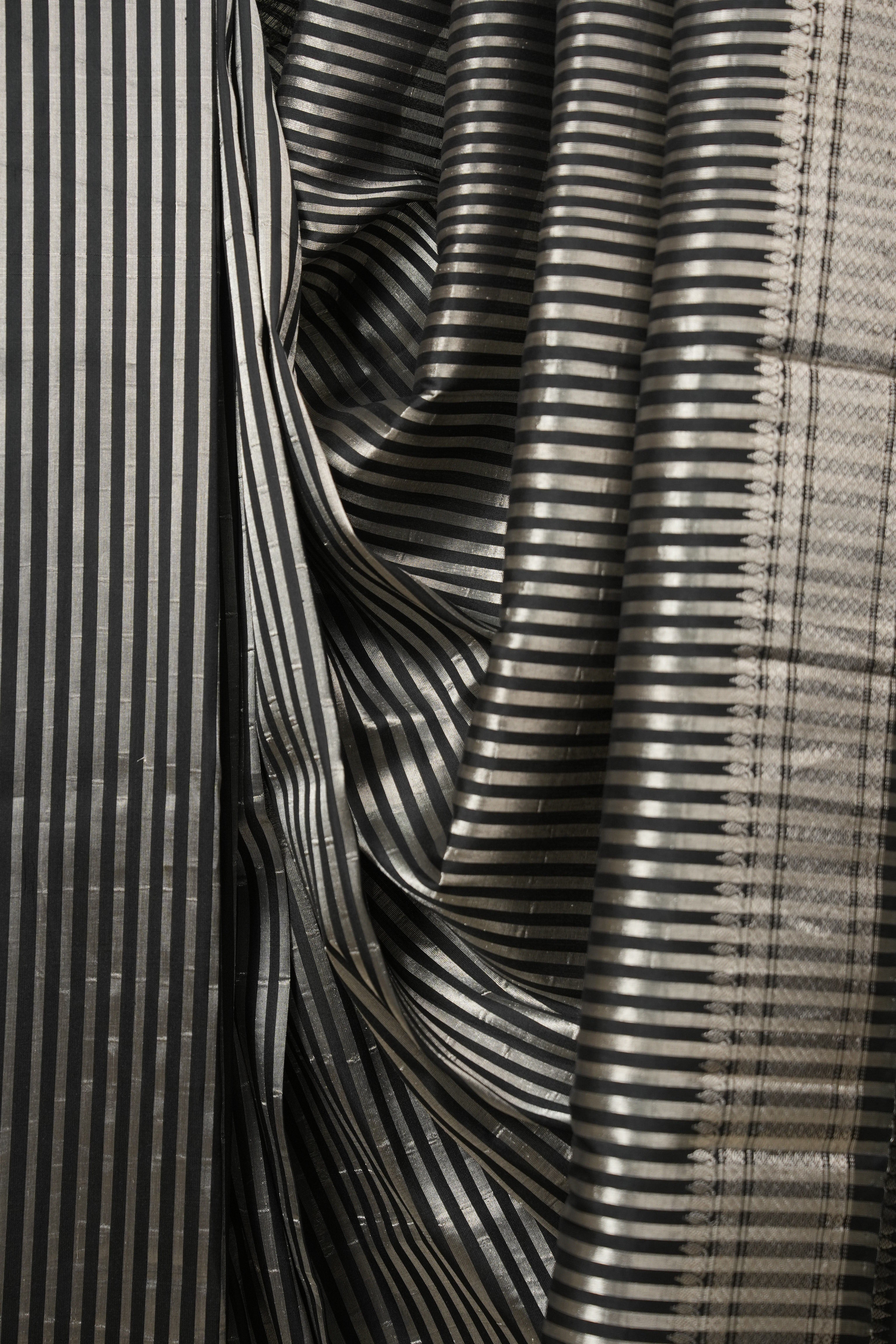 Black Cotton Silk Paithani Saree - SRBCSPS07
