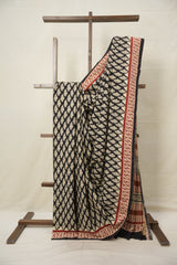 Black HBP Cotton Saree - SRBCS3018