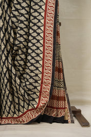 Black HBP Cotton Saree - SRBCS3018