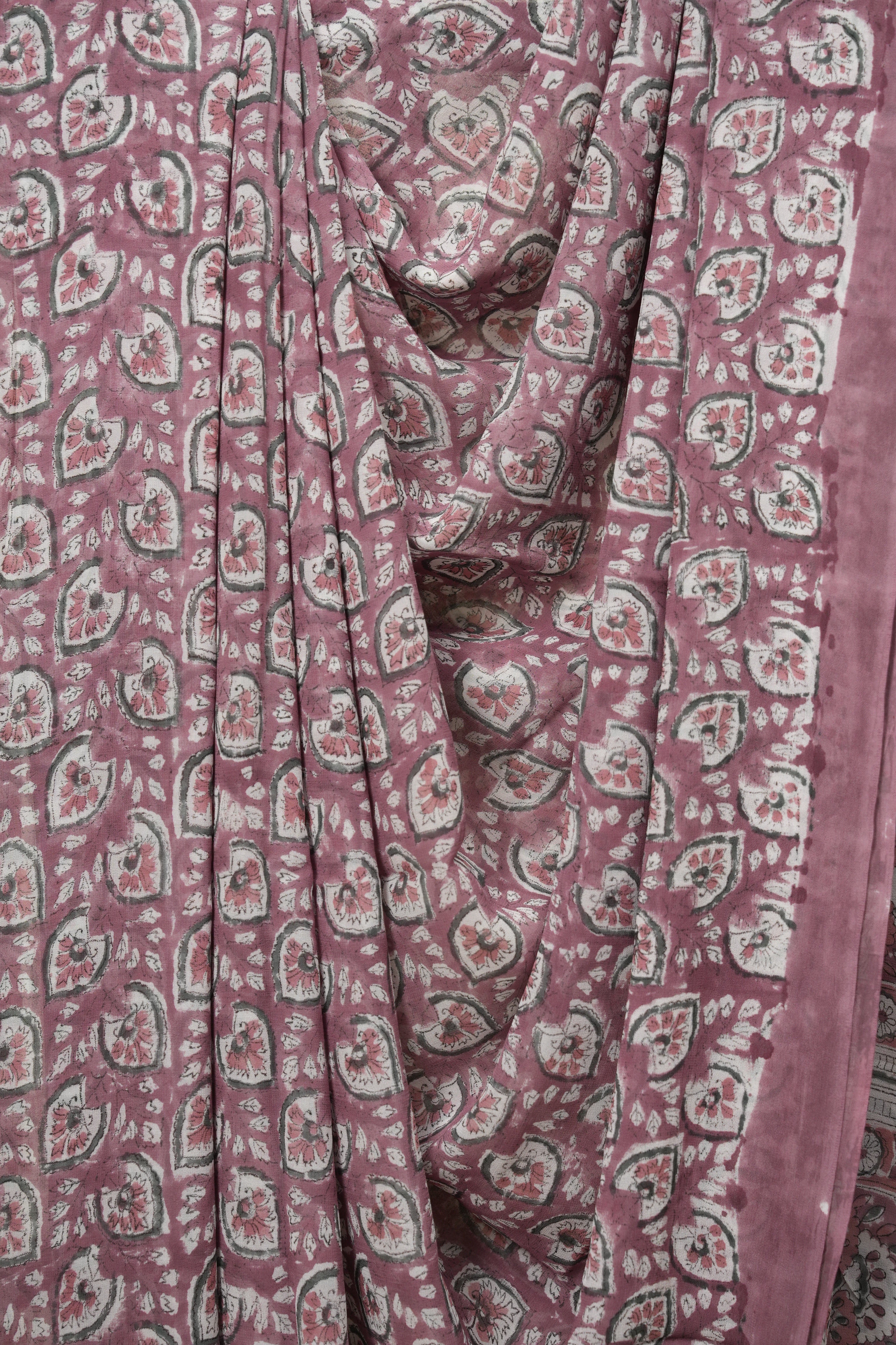 Onion Pink HBP Chiffon Saree - SROPHCS73