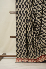 Black HBP Cotton Saree - SRBCS3018