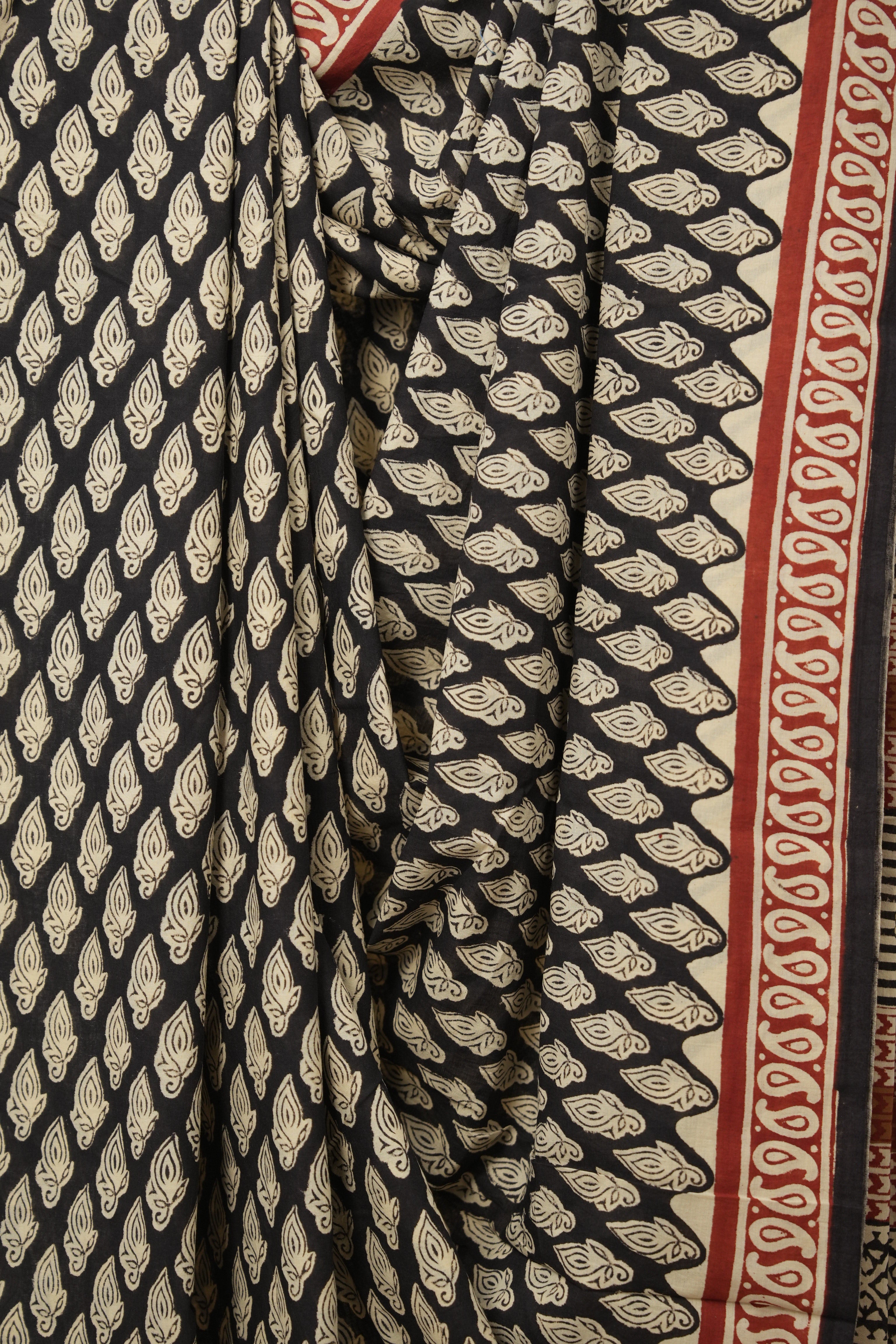 Black HBP Cotton Saree - SRBCS3018