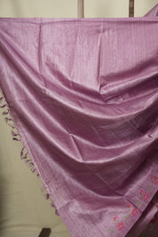 Onion Pink Machine Embroidered Tussar Silk Saree - SROPMETSS1585