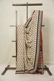 Cream HBP Cotton Saree - SRCCS3019