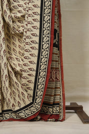 Cream HBP Cotton Saree - SRCCS3019