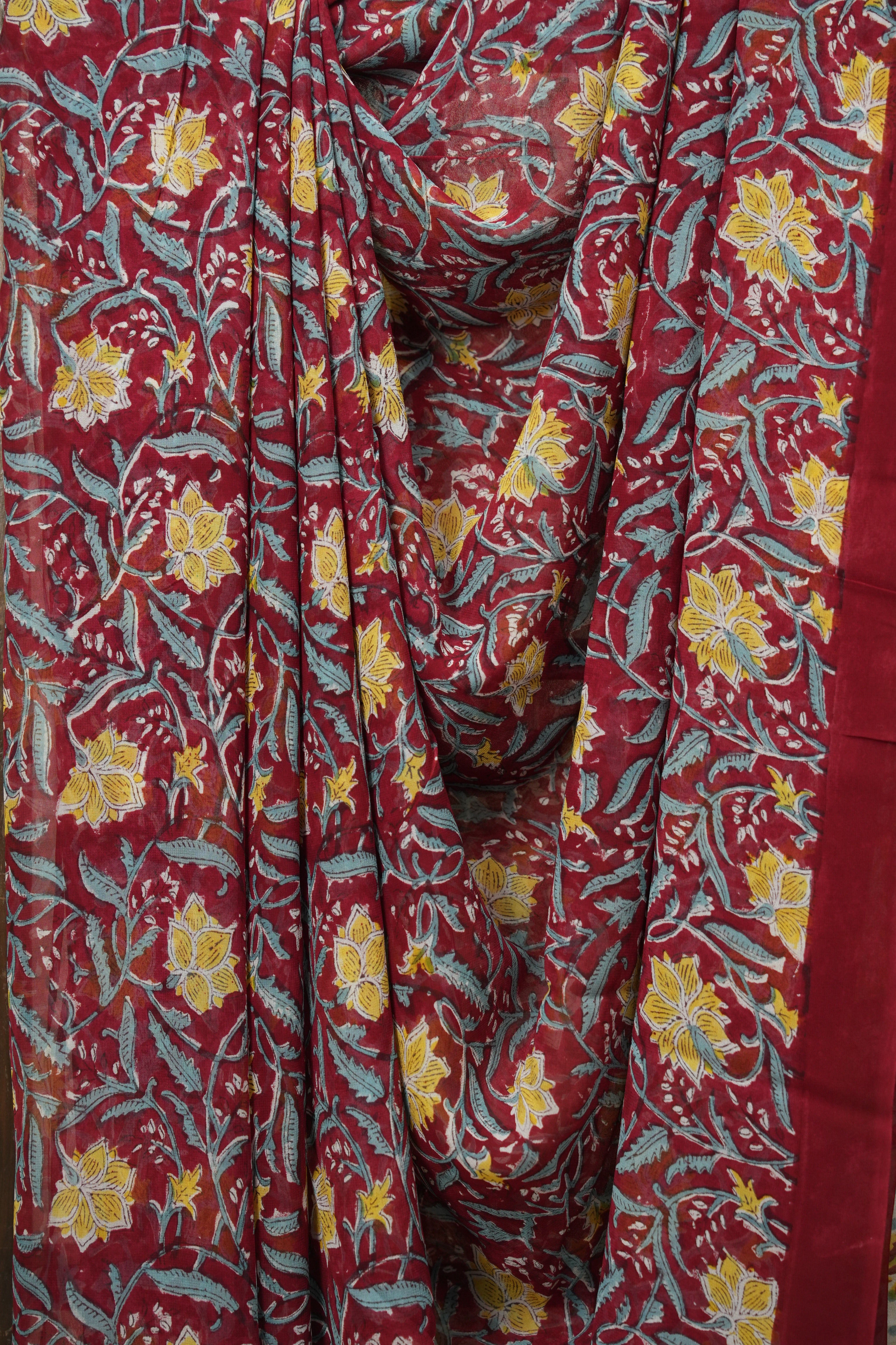 Red HBP Chiffon Saree - SRRHCS72