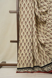 Cream HBP Cotton Saree - SRCCS3019