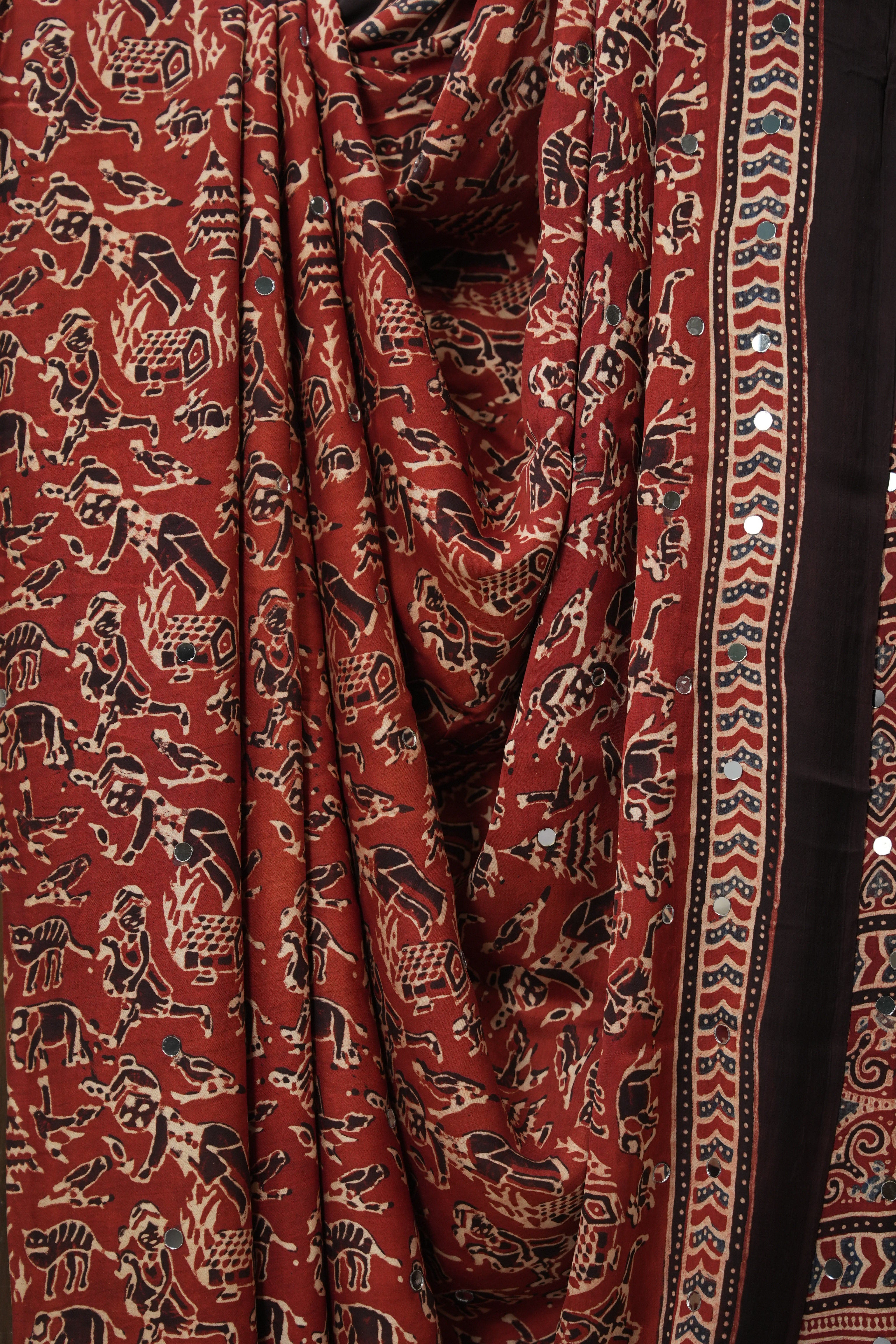 Maroon HBP Modal Silk Saree - SRMMSS618