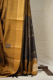Golden Raw Silk Saree - SRGRSS833