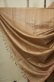 Dark Beige Machine Embroidered Tussar Silk Saree - SRDBMETSS1593