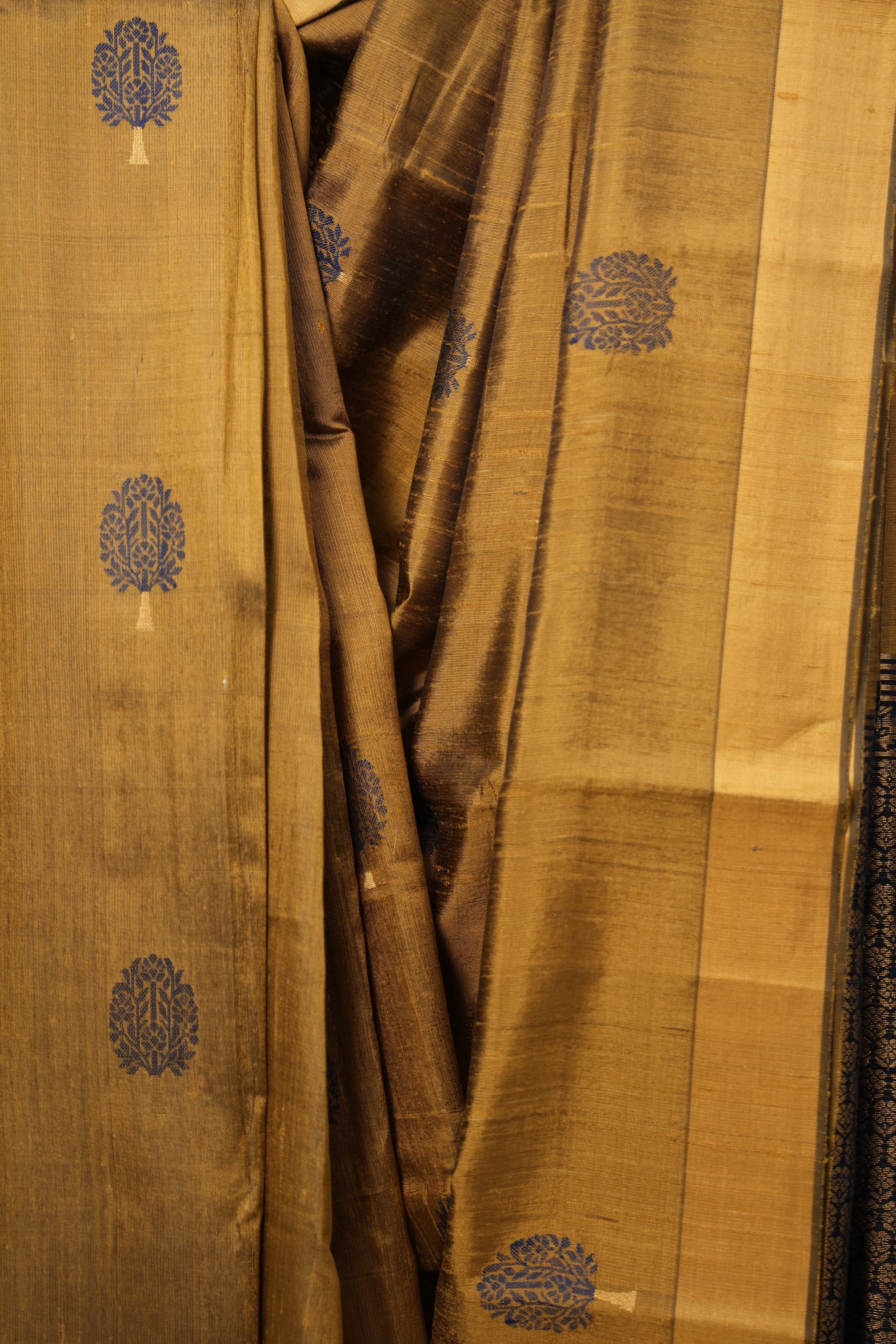 Golden Raw Silk Saree - SRGRSS833