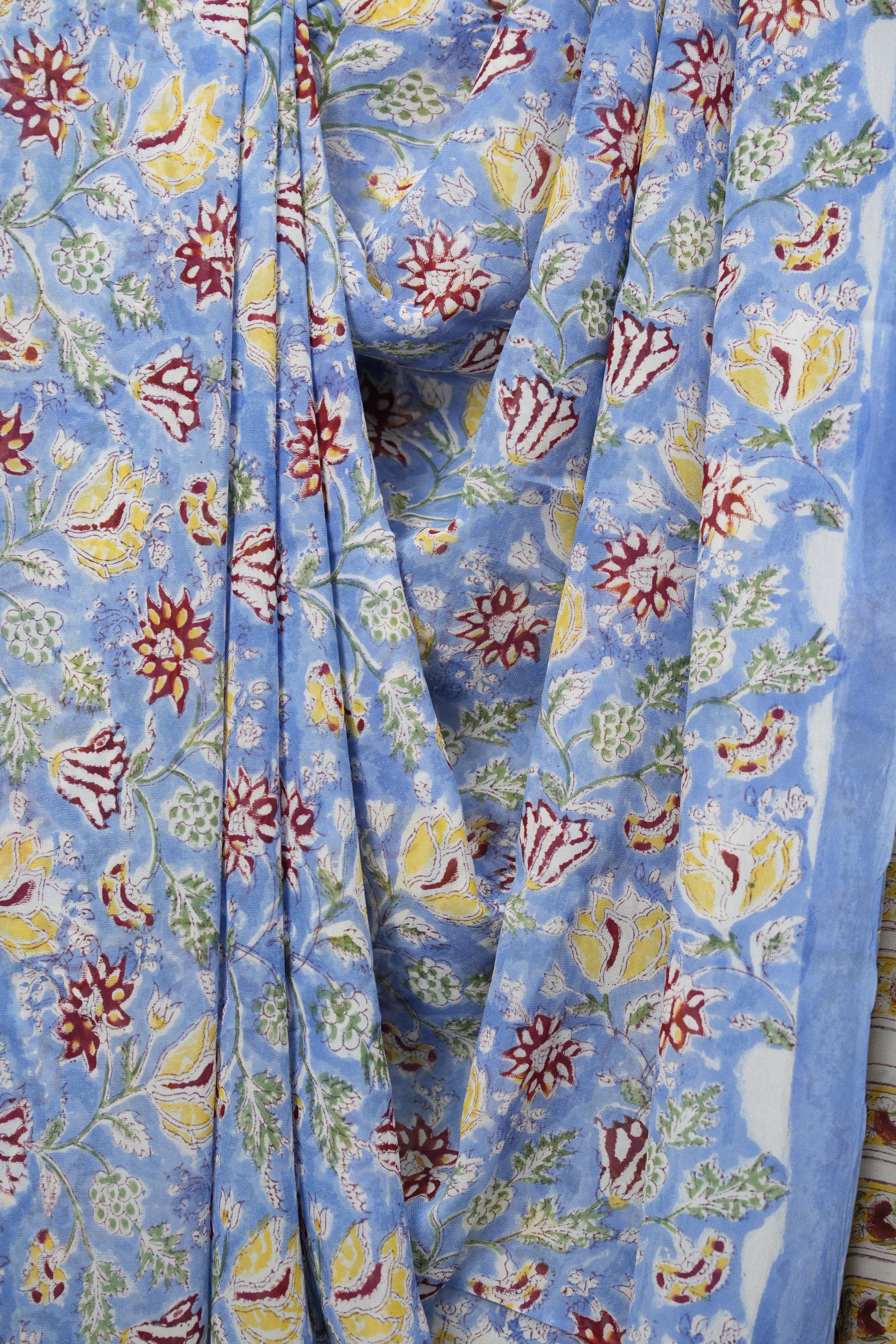 Blue HBP Chiffon Saree - SRBHCS70