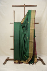 Green Raw Silk Saree - SRGRSS883