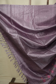 Pale Purple Machine Embroidered Tussar Silk Saree - SRPPMETSS1596