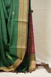 Green Raw Silk Saree - SRGRSS883