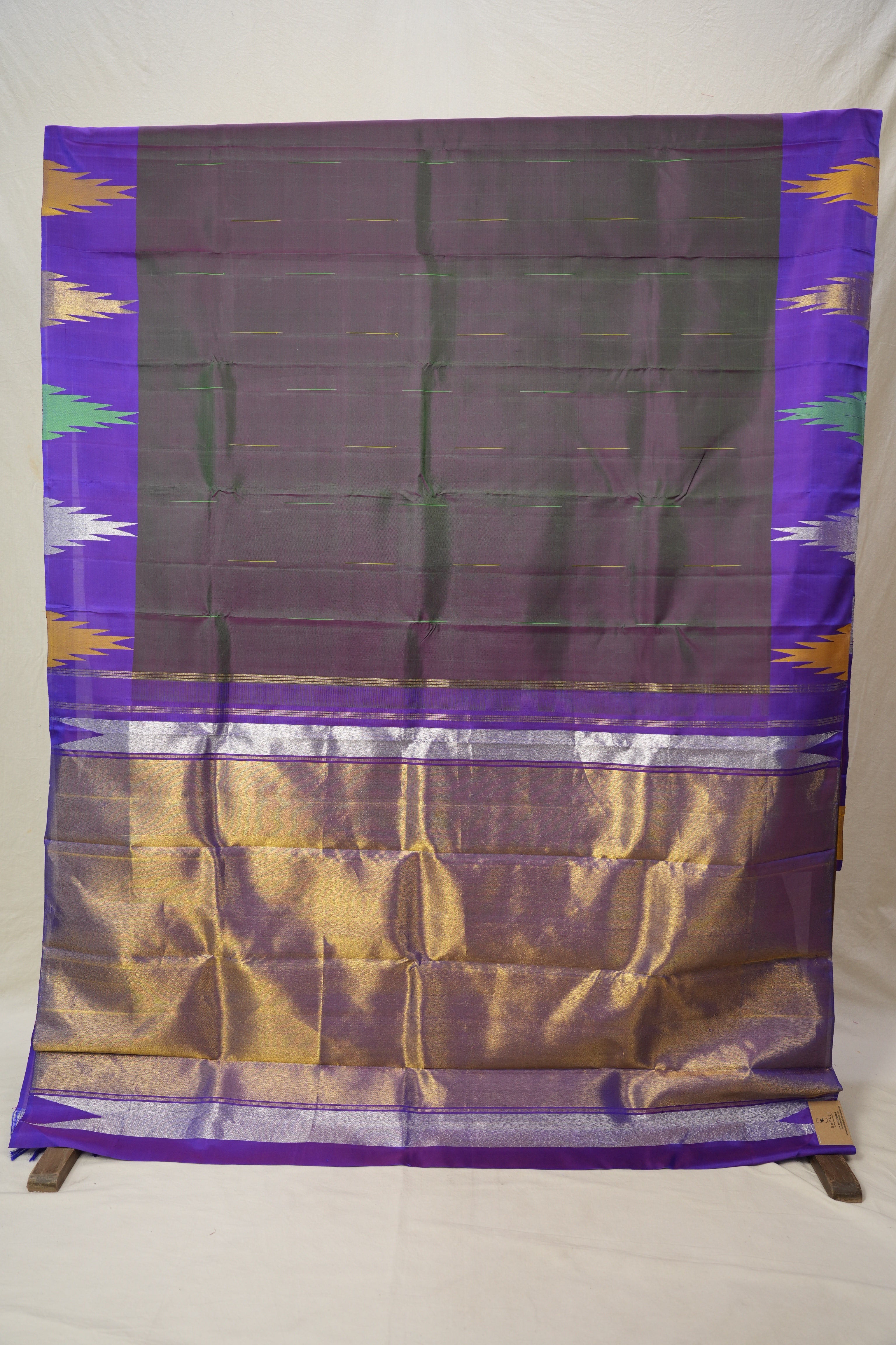 Two Tone Green Purple Kanjivaram Silk Saree - SRTTGPKSS1028