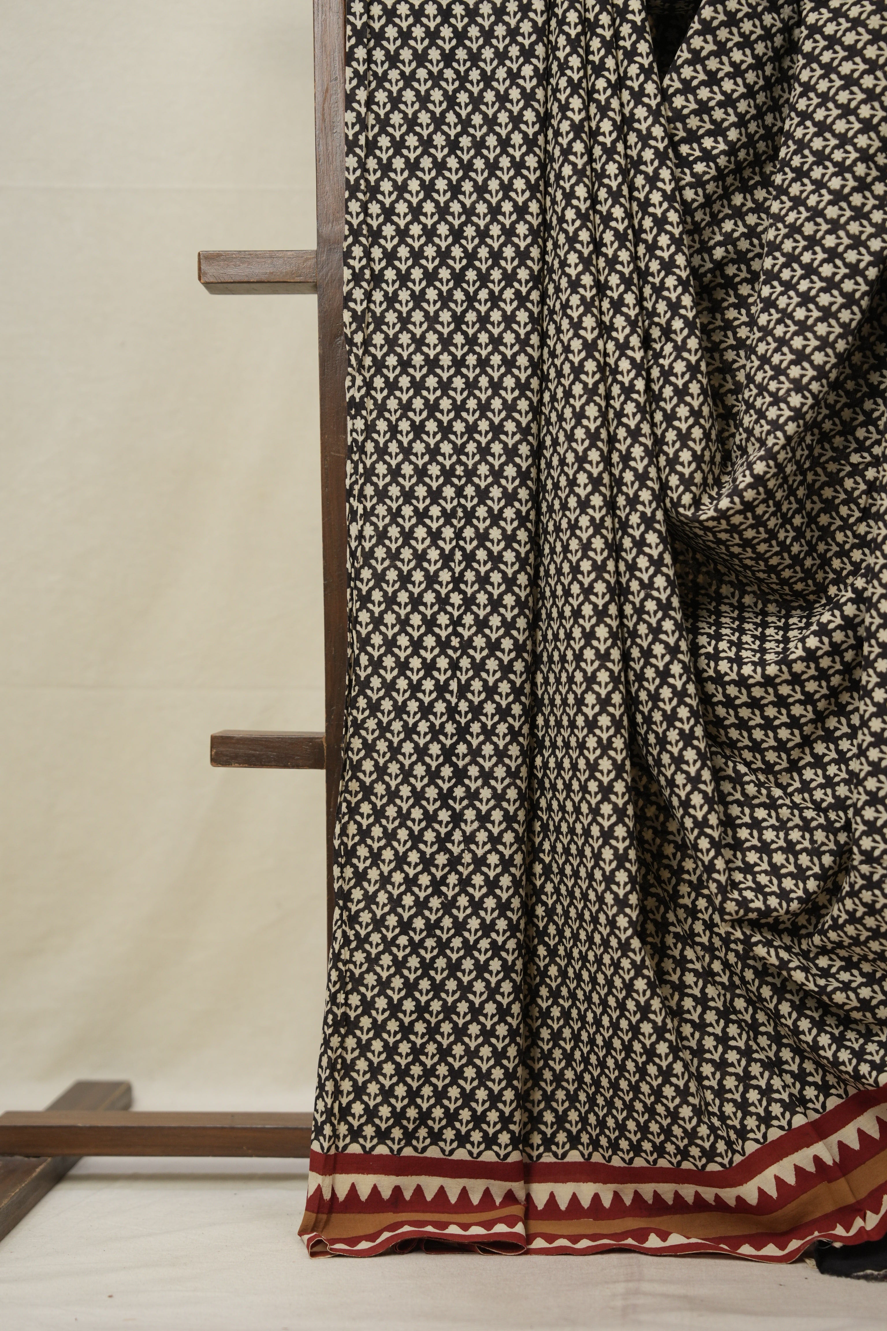 Black HBP Cotton Saree - SRBCS2980