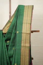 Green Raw Silk Saree - SRGRSS883