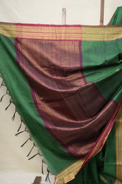 Green Raw Silk Saree - SRGRSS883