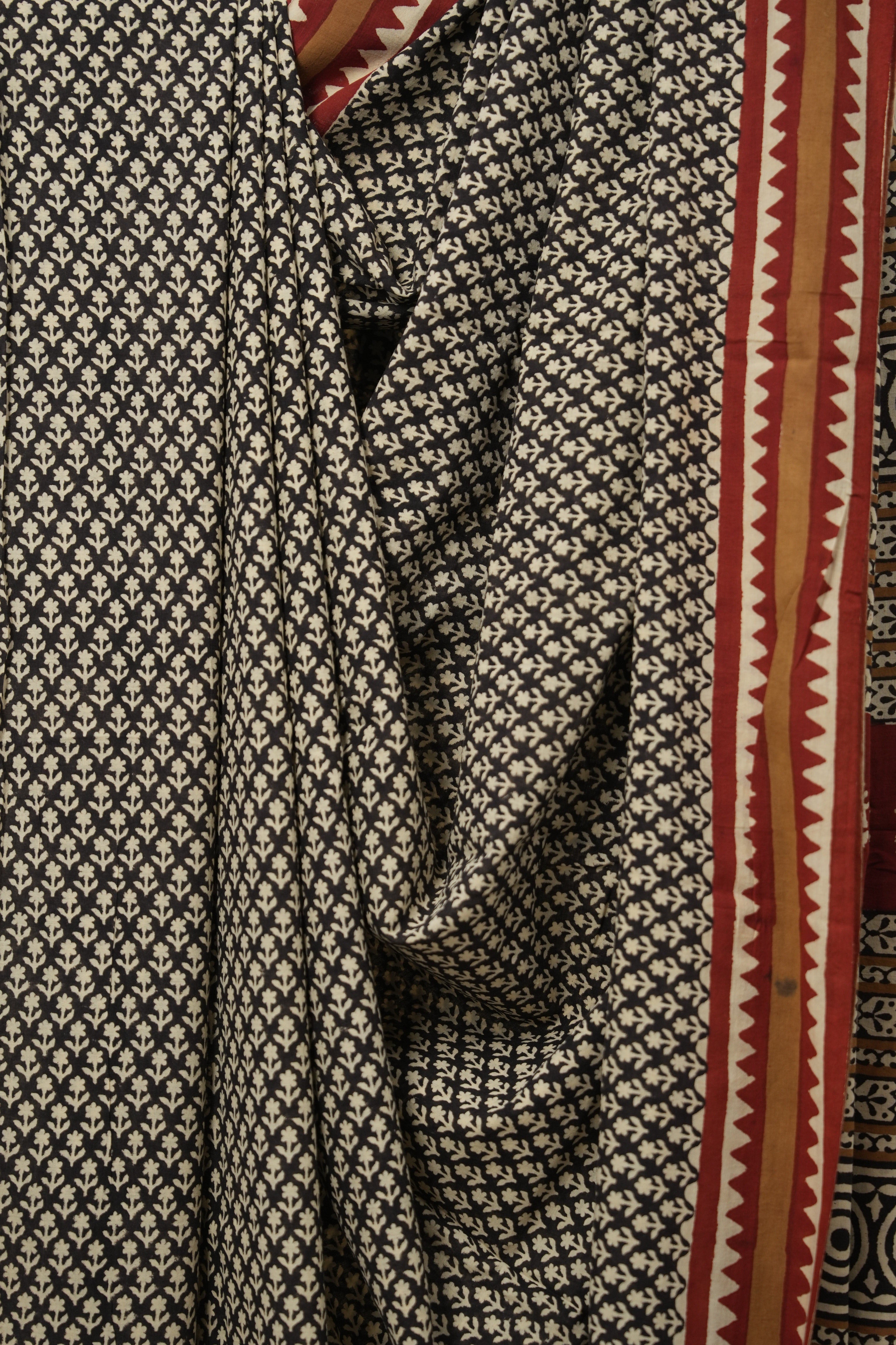 Black HBP Cotton Saree - SRBCS2980