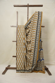 Mustard Yellow HBP Cotton Saree - SRMYCS2978