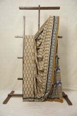 Mustard Yellow HBP Cotton Saree - SRMYCS2978